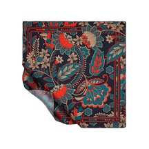 İpek Evi İpekevi Twill İpek Eşarp - Sarmaşık Desen - Lacivert