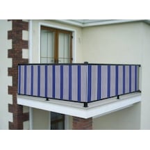 Ceylan Home Balkon Demiri Perdesi Kuş Gözü Mavibeyaz Çizgili