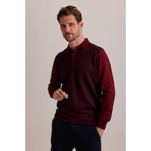 Erkek Lacivert Bordo Polo Yaka Desenli Triko Lacivert - Bordo