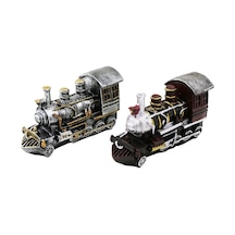 İbico İ12-206-a Vintage Dekoratif Biblo Ve Kumbara Renkli 20x12x8cm Tren Reçine Diğer