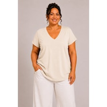 Paw Garage Kadın Büyük Beden Günlük Bluz - Ön Arka V Yaka Kısa Kol Bluz 4xl Sıyah 4xl Sıyah Pwgdad51319