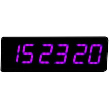 Saniyeli Dijital Led Duvar Ve Masa Saati - Mor Kasa Ölçüsü: 16x65 Cm