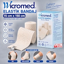 Wicromed Elastik Bandaj 15cm X 150 Cm Metal Klipsli Esnek Destek Bandajı 20 Adet