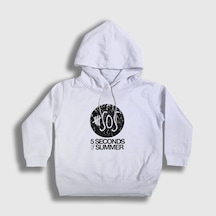 Presmono Unisex Çocuk Logo 5 Seconds Of Summer Kapüşonlu Sweatshirt Beyaz