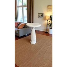 Simillo Doğal Masif Ahşap Tekli Yan Sehpa Beyaz Renk Modern Mantar Sehpa Beyaz