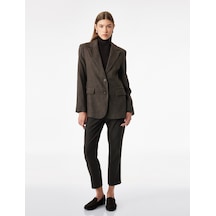 Koton Slim Fit Düz Kısa Paça Viskon Karışımlı Cigarette Pantolon Kahverengi 7wak40037uw Kahve