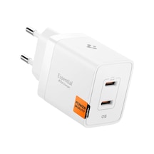 47w Usb-c 2 Port Mini Hızlı Şarj Aleti Pps 2.0 Super Hızlı Şarj Gan Pro Isı Düşürücü Güç Adaptörü Akım Koruma İphone & Android & İpad & Macbook Type-c White - Ach08707
