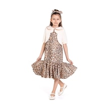 Xo Kids Kız Çocuk Kısa Kol Elbise 3-8 Yaş 2916-1 Kaplan Çok Renkli