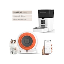 Groove Q-clean Wi-fi Akıllı Otomatik Kedi Tuvaleti Turuncu + Petfit Feline Prime 3l Wi-fi Kameralı Akıllı Otomatik Mama Kabı Besleme Ünitesi Bundle