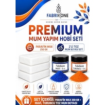 Premium Mum Yapım Hobi Seti - Parafin Wax 250 Gr - 2'li Toz Mum Boyası Seti - Mavi, Turuncu Bkfabpw2502mt Karışık