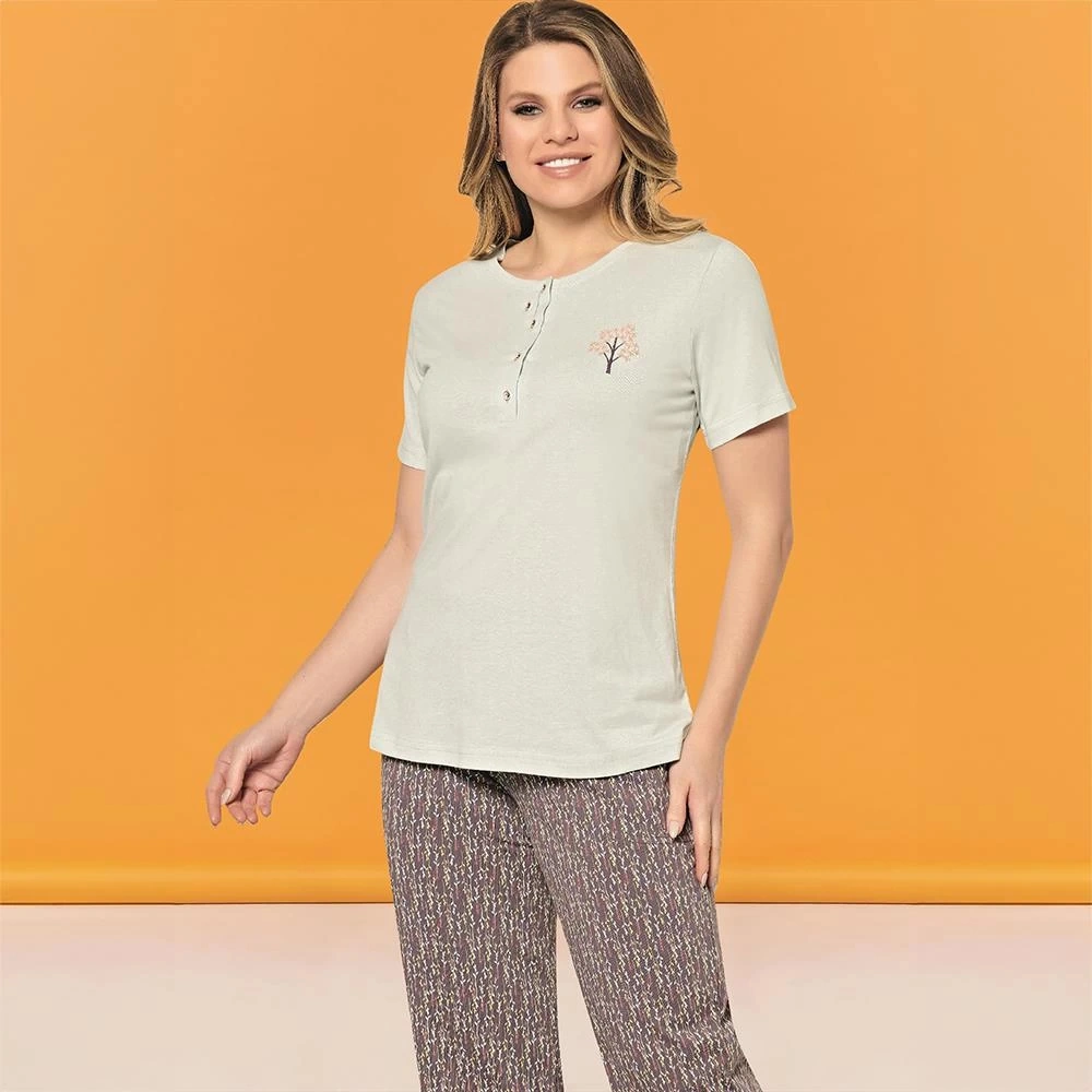 Over Sleep By Poleren Over Sleep148 Kadın Yazlık Kısa Kol Pijama Takım Mint