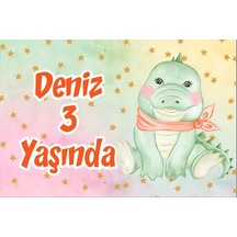 Sevimli Timsah Temalı Doğum Günü Afişi 100x150 Cm