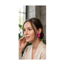 Lunarie Fuşya Çiçek Mini Çivili Küpe Sevimli Kararmaz Antialerjik Pembe