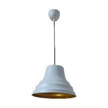 Rys Retro Metal Dekoratif Sarkıt Avize Beyaz İçi Gold Kafe Mutfak Aydınlatma Çap:27 Cm