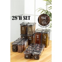 Vienev Beyaz Serigrafi Etiketli 28li Peggy Kare Erzak Ve Baharat Full Set 8 1,2, 0,55, 0,45 4x 1,75 Şeffaf