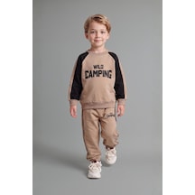 Defacto %100 Pamuk Baskılı Sweatshirt Üst Elastik Bel Alt 2li Takım Erkek Bebek I0274a526aubn615 Kahve-bn615