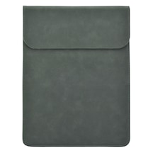 15.4" Deri Mıknatıslı Apple Uyumlu MacBook Koruma Çantası Gri 28,5x39,5cm