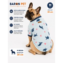 Köpek Tişörtü M Beden Boyun Çapı 30 Cm Kaplumbağa Kalp Desenli Kısa Kollu - Bebe Mavi
