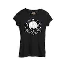 Moon Phases Behind A Cloud Siyah Kadın Tshirt 001