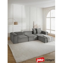 Mode Soft Köşe Koltuk Takımı 4 Modül 23 Antrasit Kadife Kumaş