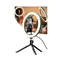 10inç 26cm Sosyal Media İçerik Üretici Selfie Stüdyo Video Fotoğraf Ring Light Tripod Led Beyaz