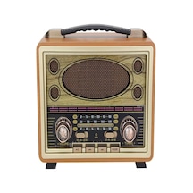 M-2027bt Gerçek Ahşap Eskitme Kaplama Radyo Fm Am Sw Usb Tf Aux Destekli Bluetooth Hoparlör, Turuncu Çok renkli