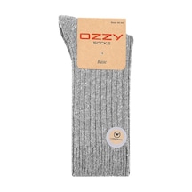 Ozzy Socks 1 Çift Kışlık Gri Erkek Lambswool Yünlü Uyku Çorabı Soft Touch Gri