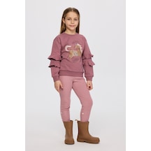 Panço Kız Çocuk Sweatshirt Ekru Mürdüm