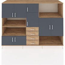 Kronos Dolap 10 Raflı 4 Çekmeceli 8 Kapaklı 220x59x163 Çam-antras Çam-antrasit/çam