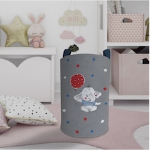 Mekta Home Bebek Ve Çocuk Odası Filli Kırmızı Balon Desenli Oyuncak Sepeti Renkli Çok Renkli