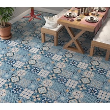 Yer Kaplama Zemin Kaplama Folyosu 65x130 Cm Mavi Fayans Desen