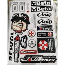 Araba, Motosiklet, Bisiklet, Kask Sponsor Sticker Seti, Çıkartma Etiketi A8054 Model Siyah