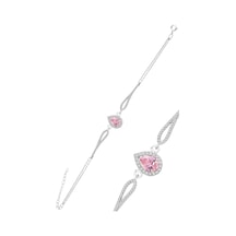 Gümüş Rodyumlu Pembe Zirkon Taşlı Pırlanta Modeli Damla Bileklik