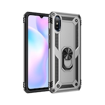 Uryport Xiaomi Redmi 9a Kılıf Sofya Yüzüklü Silikon Kapak - Gümüş