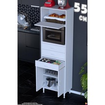 Vario 55 Cm Çok Amaçlı Mutfak, Bakliyat Ve Kahve Köşesi Organizer Modülü - Fırın Uyumlu 55x194x32cm Beyaz