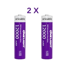 18650 Şarjlı Li-ion Pil 3.7v 12000mah Yazılı 39 Gram Güçlü Batarya 2 Adet