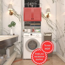 Kenzlife Membran Çamaşır Makinesi Dolabı Hayzum Krmbyz Panjur 180 66 55 Mebran Kapak Mdf Gövde Beyaz