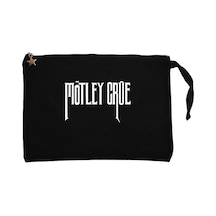 Mötley Crüe Logo Siyah Clutch Astarlı Cüzdan / El Çantası Siyah