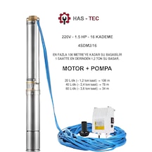 4sdm2/16 Derin Kuyu Dalgıç Pompa Seti 1.5 Hp Monofaze Motor + Pompa + Kontrol Panosu Komple Set