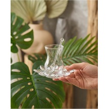 18 Parça Kristal Çay Seti Kristal Tabak Ve Kaşıklı İnce Belli 6 Kişilik Şık Çay Takımı Çok Renkli