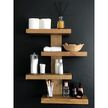 O&Awood Doğal Ahşap Dekoratif Minimal Duvar Rafı,4 Katlı Vintage, Retro A (497958420)