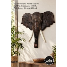 2 Adet Ahşap Duvara Asmalı Fil Kafası Duvar Dekoru, Asma Süs Ve Ev/ofis Aksesuarı, 60 Cm, Wall Decor Elephant Head