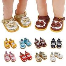 Mavi Dekoratif Premium Doku Güzel Kauçuk Yay Düğüm Bebek Bebek Sandalet Eğlence Bebek Bebek Ayakkabıları Oyuncak
