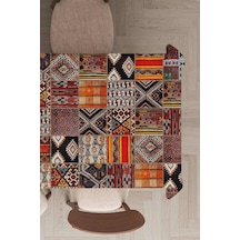 Turuncu Patchwork Dokuma Leke Tutmaz Masa Örtüsü Mso168n11