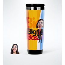 Kişiye Özel Kadın Big Boss Karikatürlü Çelik Termos Bardak - 2