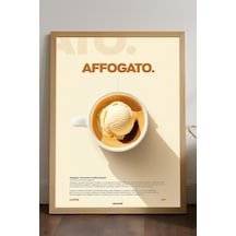 Affogato Kahve Doğal Ahşap Çerçeveli Poster, Dekoratif Duvar Tablosu