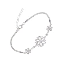 Kar Tanesi Model Baget Zirkon Taşlı 925 Ayar Gümüş Kadın Bileklik