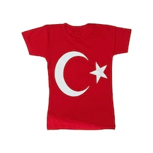 Limmy Türk Bayraklı Tişört Pamuklu Kırmızı Çocuk T-shirt- 10 Yaş Kırmızı