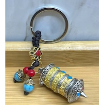 Metal Tibet Dua Çarkı Anahtarlık