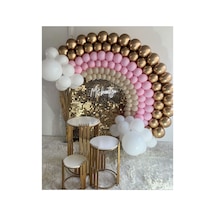 Krom Gold Makaron Pembe Deniz Kumu Ve Beyaz Balon Zinciri 100 Adet Mix